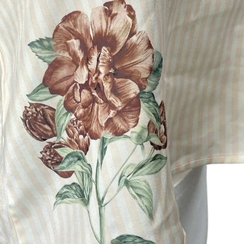 WeWoreWhat Cream Floral Striped Sleeveless Cami Camisole Crop Tank Top Size M - Image 3