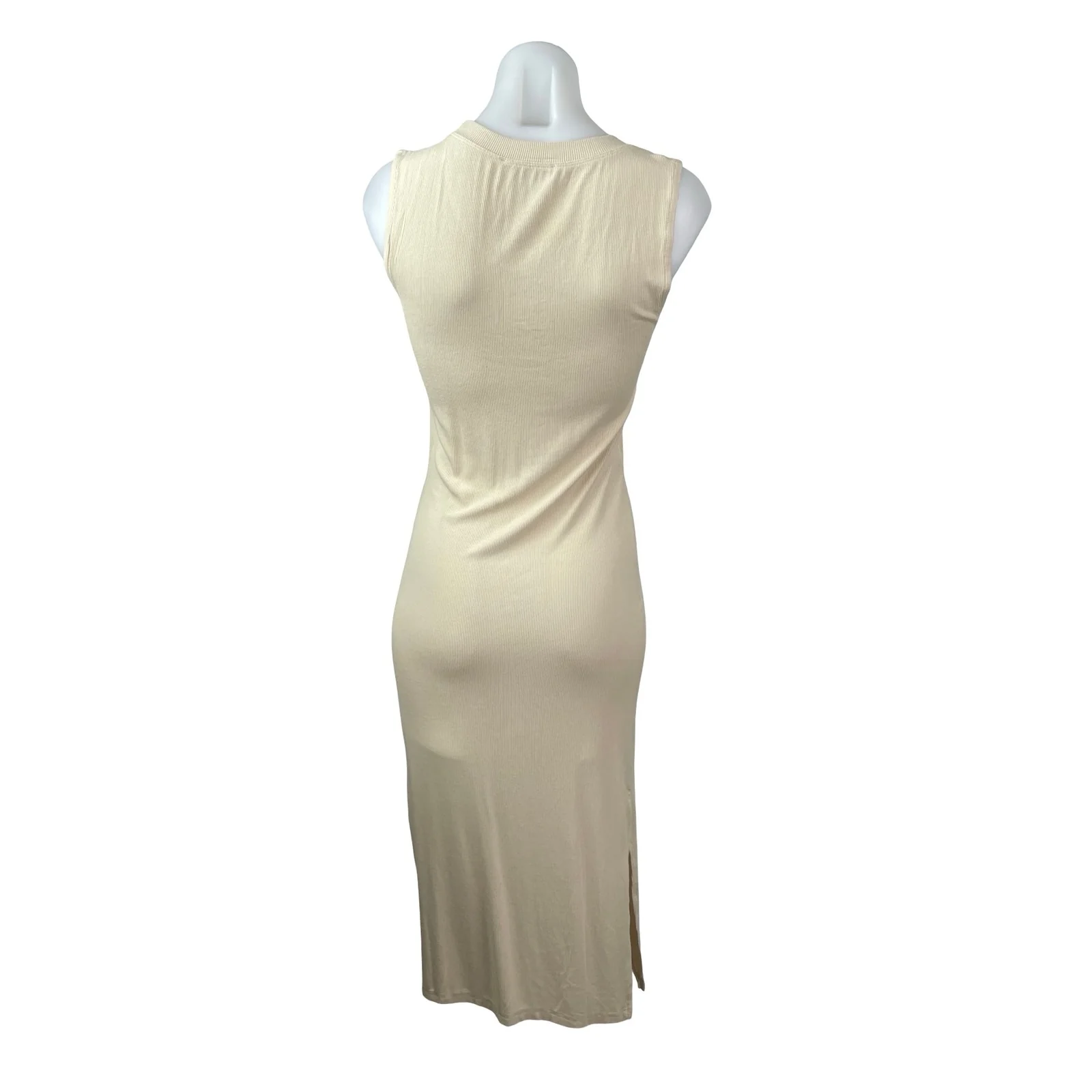 WeWoreWhat Cream Ribbed Knit Slit Sleeveless Tank Sweater Midi Dress Size M - Image 4