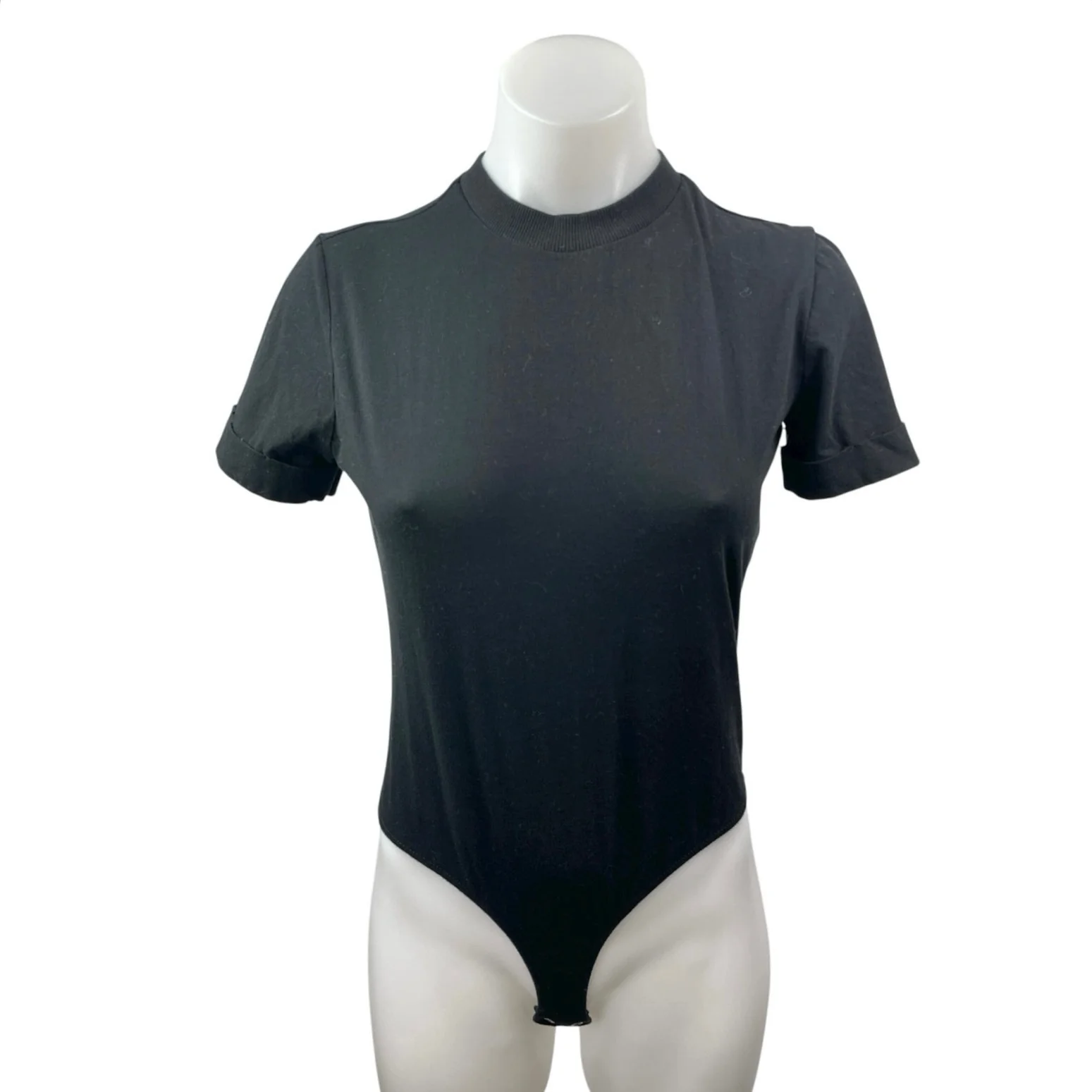 WeWoreWhat Danielle Berstein Women's Black Mock Neck T-Shirt Bodysuit Top Sz XS
