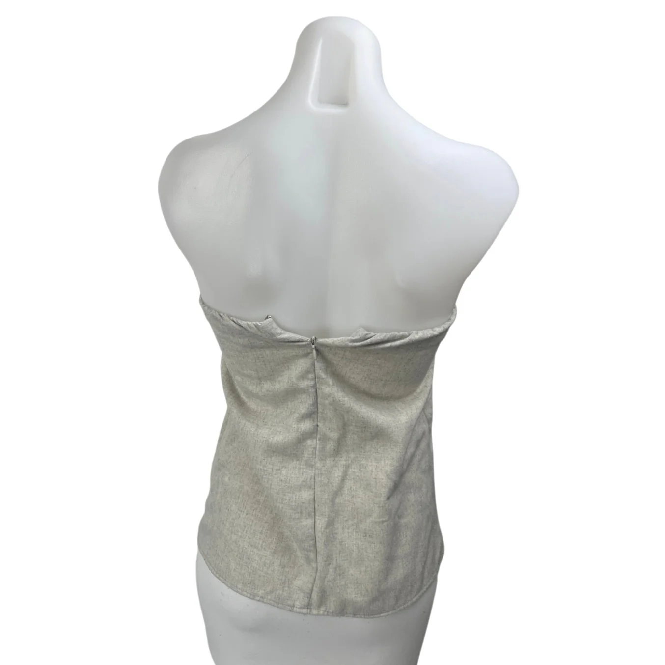 WeWoreWhat Women's Beige Sleeveless Strapless Zip Bandeau Tube Tank Top Size 0 - Image 2