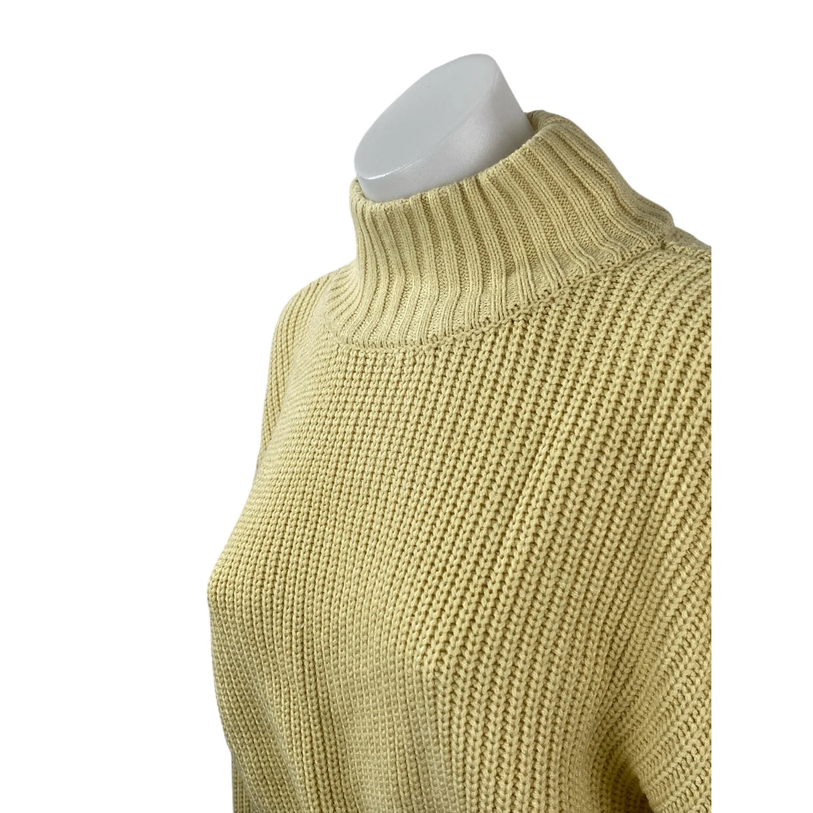 WeWoreWhat Women's Cream Yellow Ribbed Knit Turtleneck Cropped Sweater Size XS - Image 2