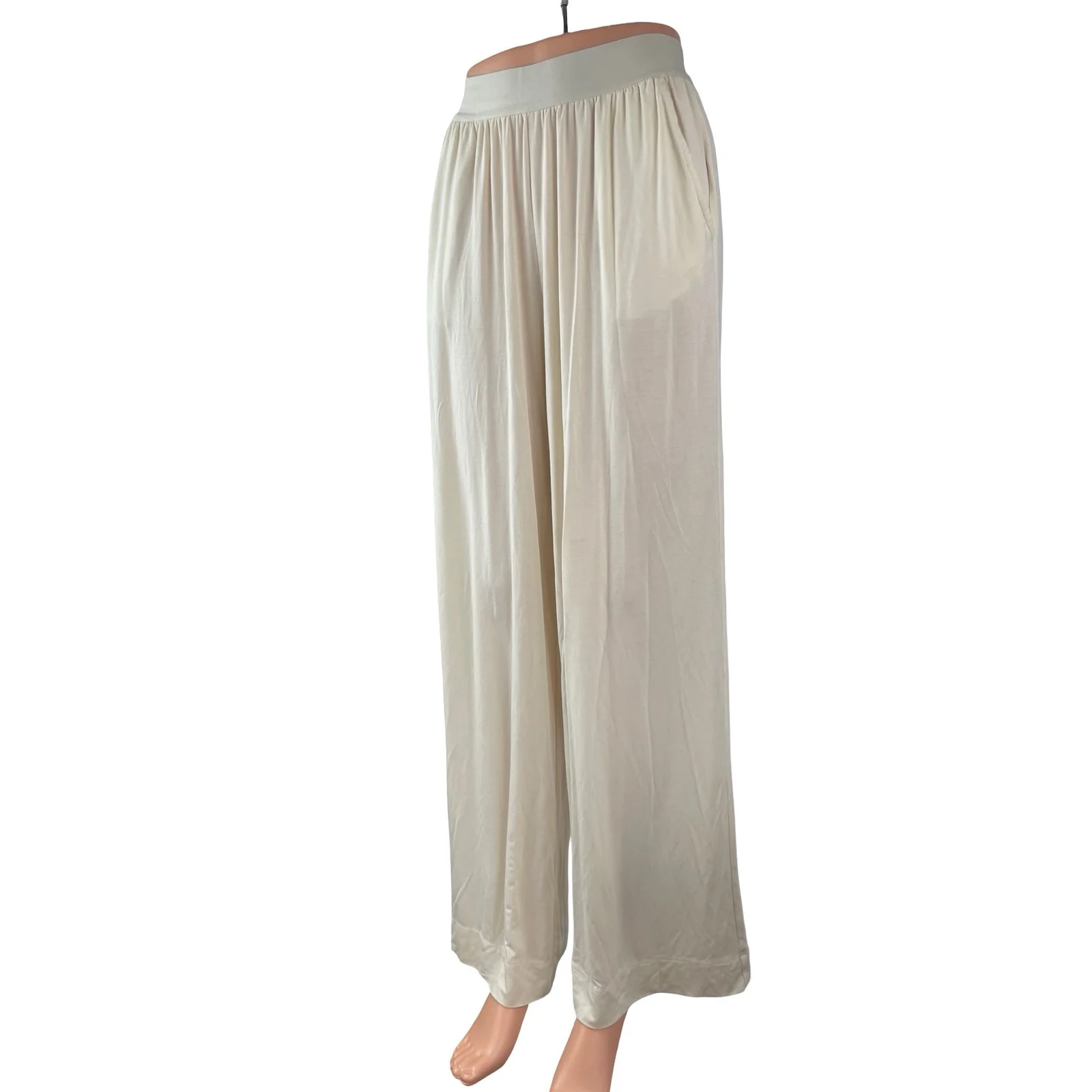 Weworewhat Women's White Pleated High Rise Lounge Sleepwear Pajamas Pants Size S - Image 3