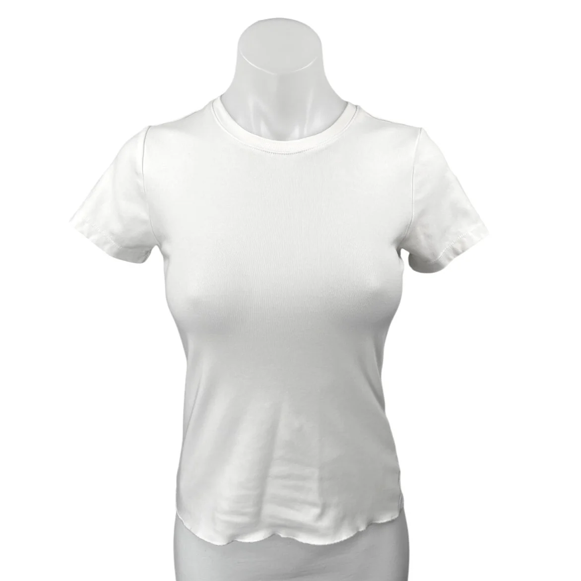 WeWoreWhat Women's White Short Sleeve Slim Fit Crew Neck T Shirt Tee Top Size M