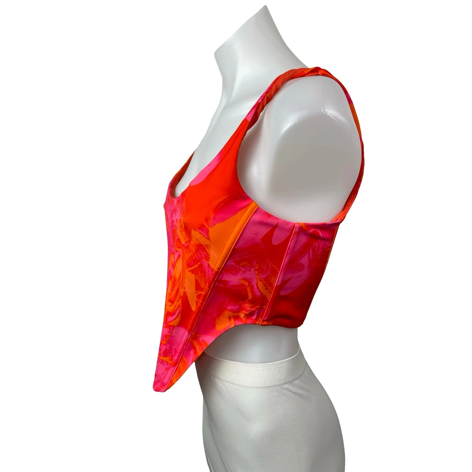 White Fox Coral Pink Marble Longline Sleeveless Corset Bustier Crop Top Size S - Image 2