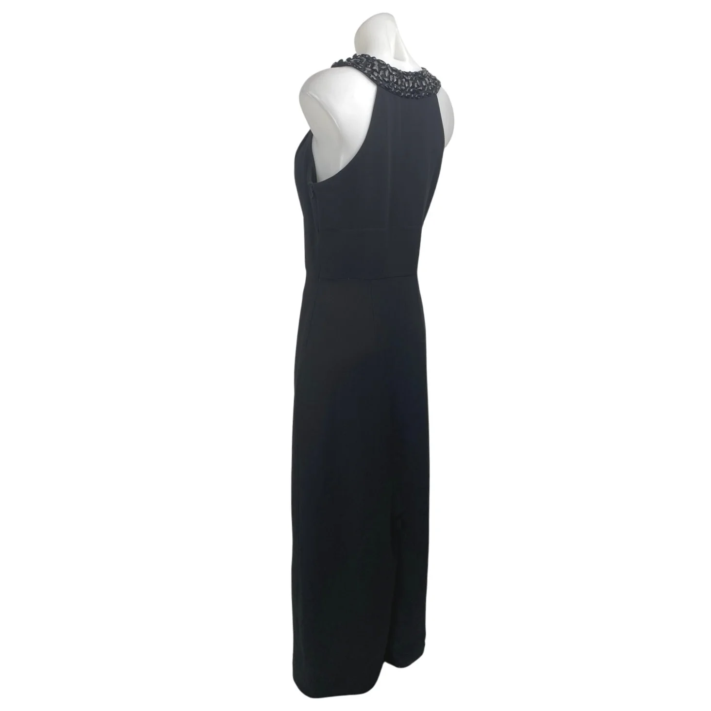 White House Black Market Black Beaded Jeweled Sleeveless Maxi Gown Tank Dress 10 - Image 2