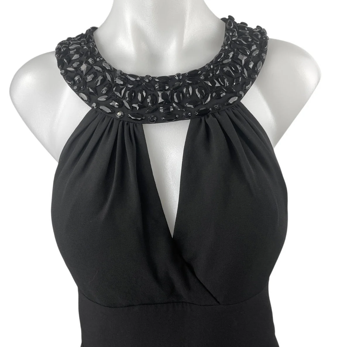 White House Black Market Black Beaded Jeweled Sleeveless Maxi Gown Tank Dress 10 - Image 3