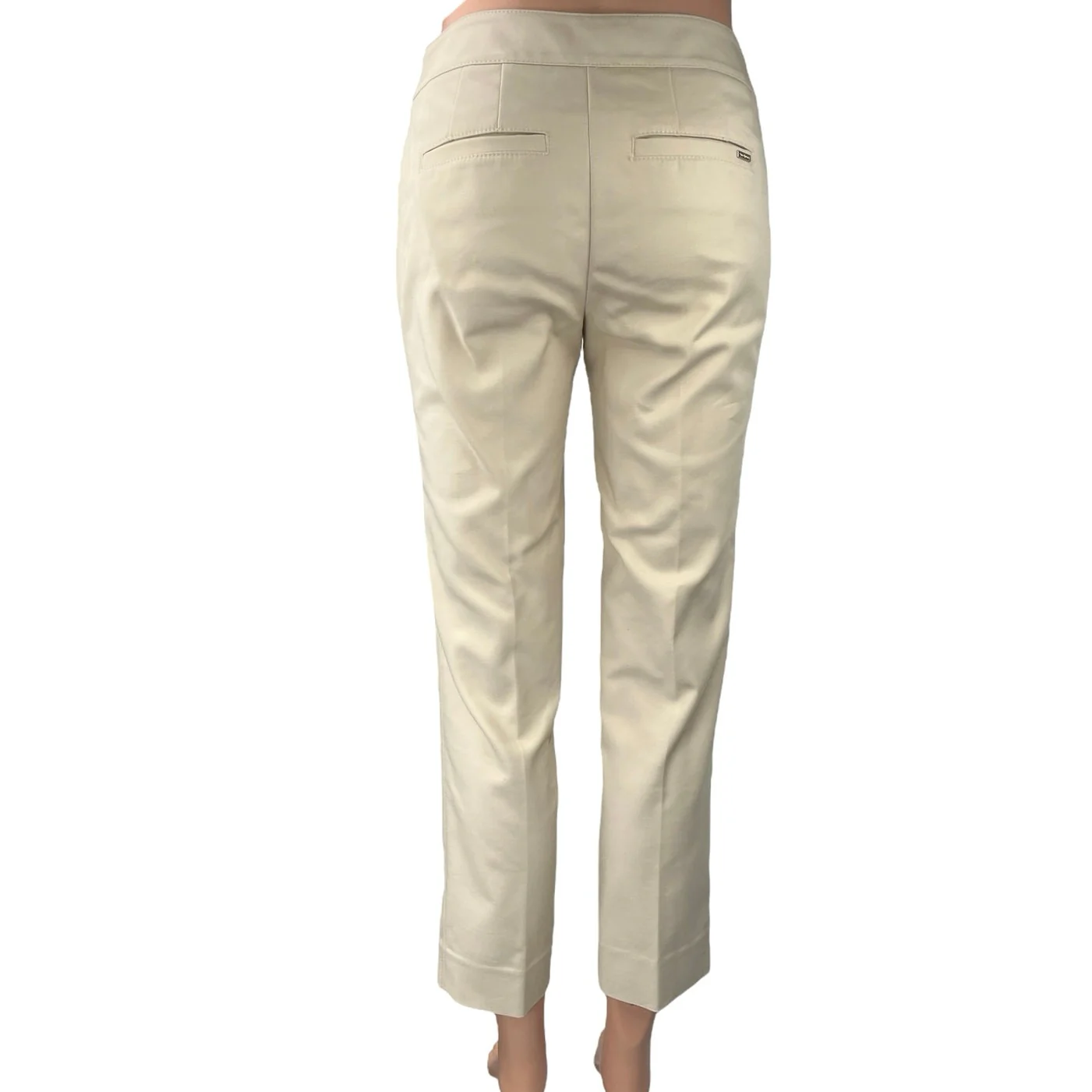 White House Black Market Perfect Form Cream Straight Slim Ankle Trousers Pants 0 - Image 3