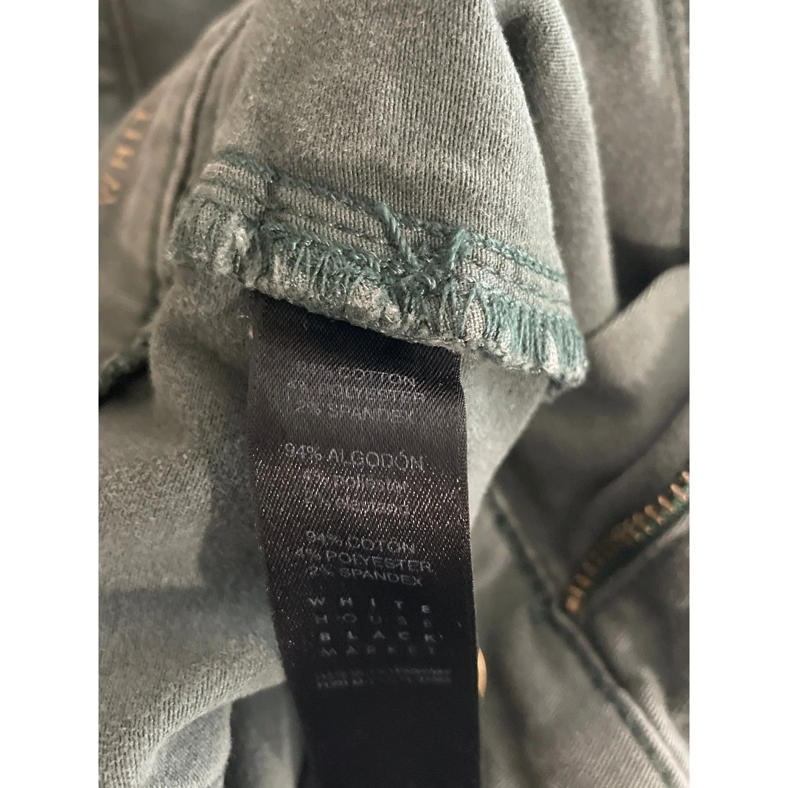 White House Black Market Women's Green Zip Cargo Crop Skinny Denim Jeans Size 2 - Image 7