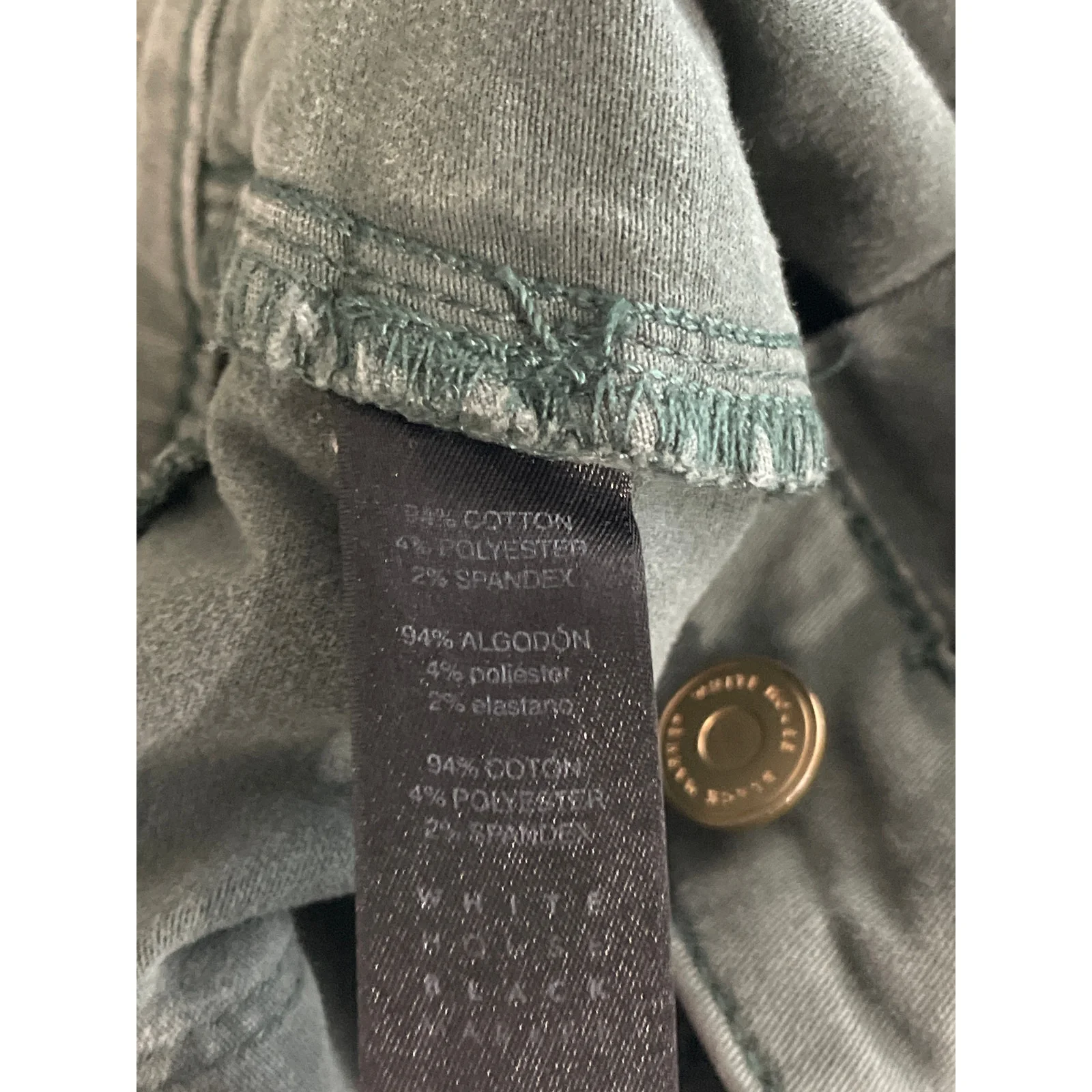 White House Black Market Women's Green Zip Cargo Crop Skinny Denim Jeans Size 2 - Image 8