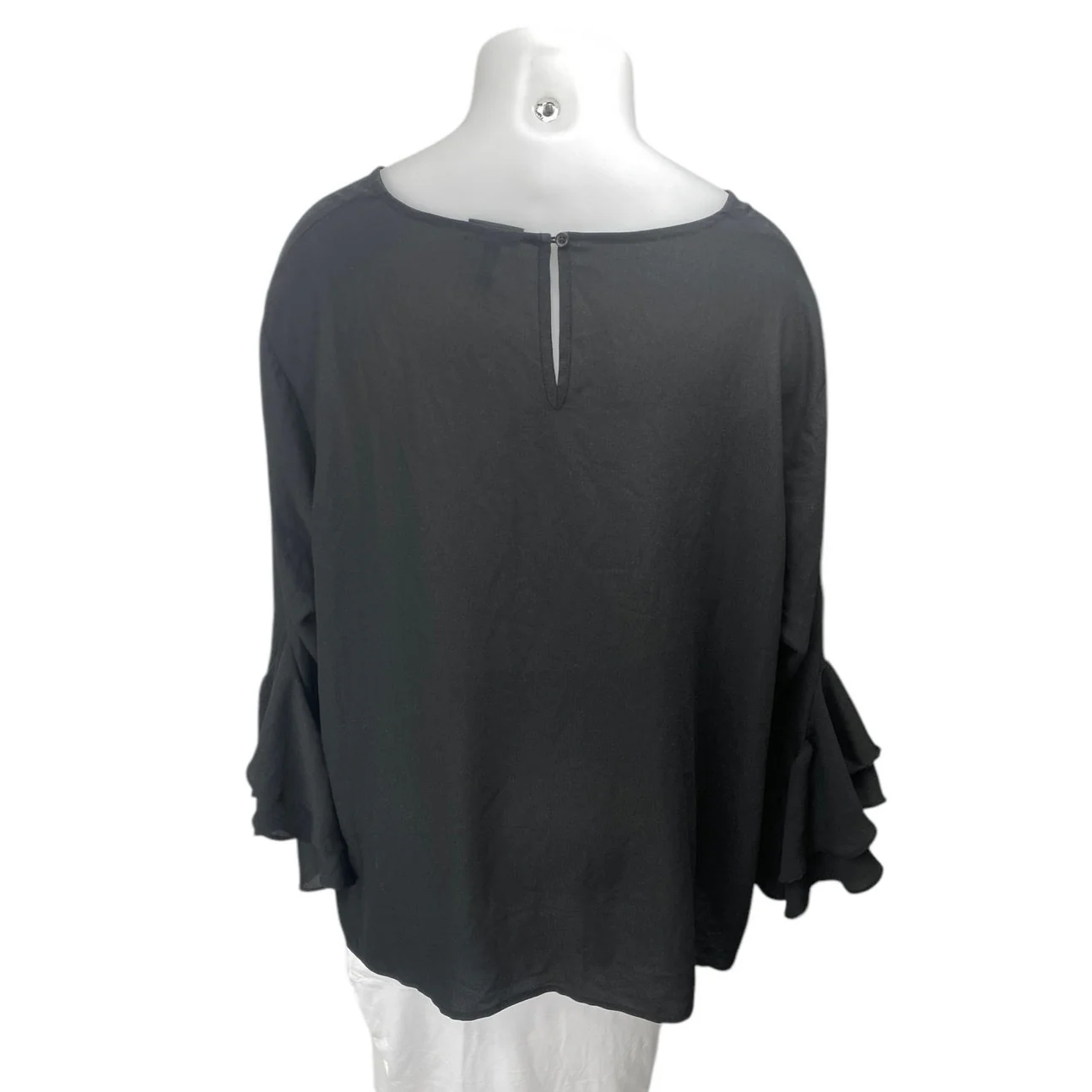 Who What Wear Women's Black Long Flared Sleeve Boat Neck Career Blouse Top Sz 4X - Image 2