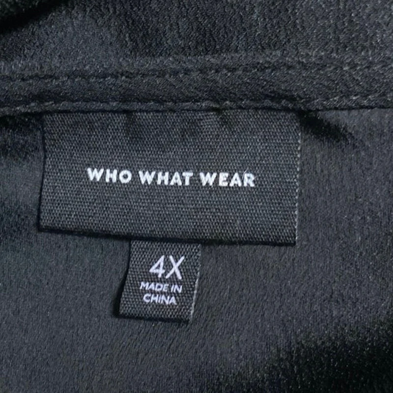 Who What Wear Women's Black Long Flared Sleeve Boat Neck Career Blouse Top Sz 4X - Image 3