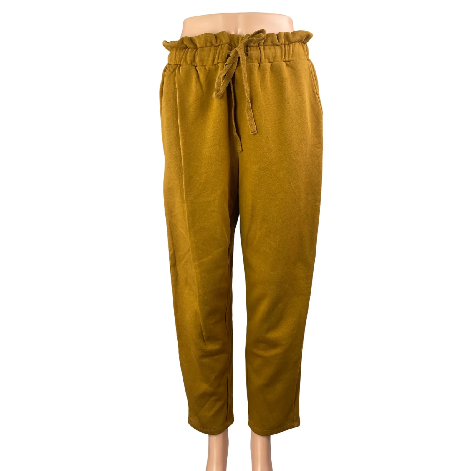 Who What Wear Women's Gold High Rise Paperbag Straight Trousers Pants Size S