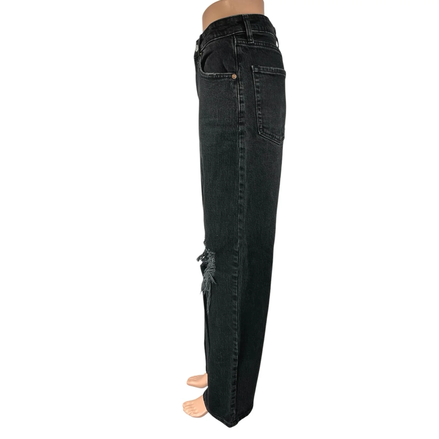 Wild Fable Black Highest Rise Baggy Distressed Straight Denim Jeans Pants Sz 28 - Image 2