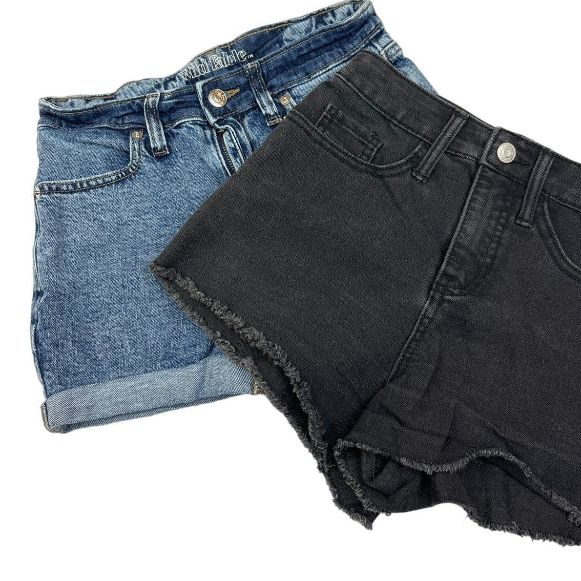 Wild Fable Blue Black Denim Mid-rise Casual Beach 2Pc Lot Set Shorts Size 0/00 - Image 3