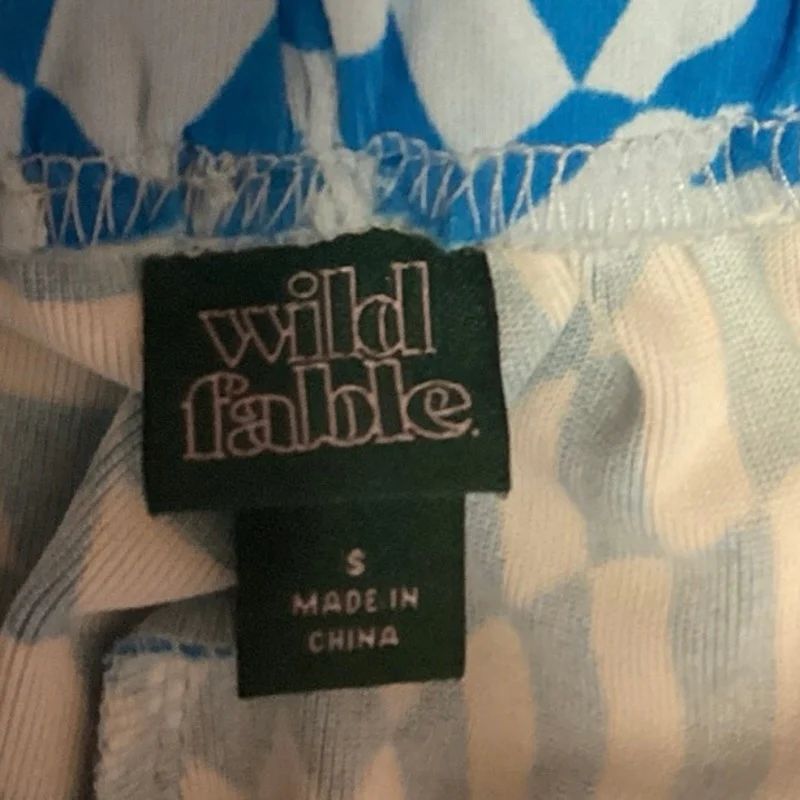 Wild Fable Blue Disco Checkered Flare Stretch High Rise Pull On Trouser Pant S - Image 5