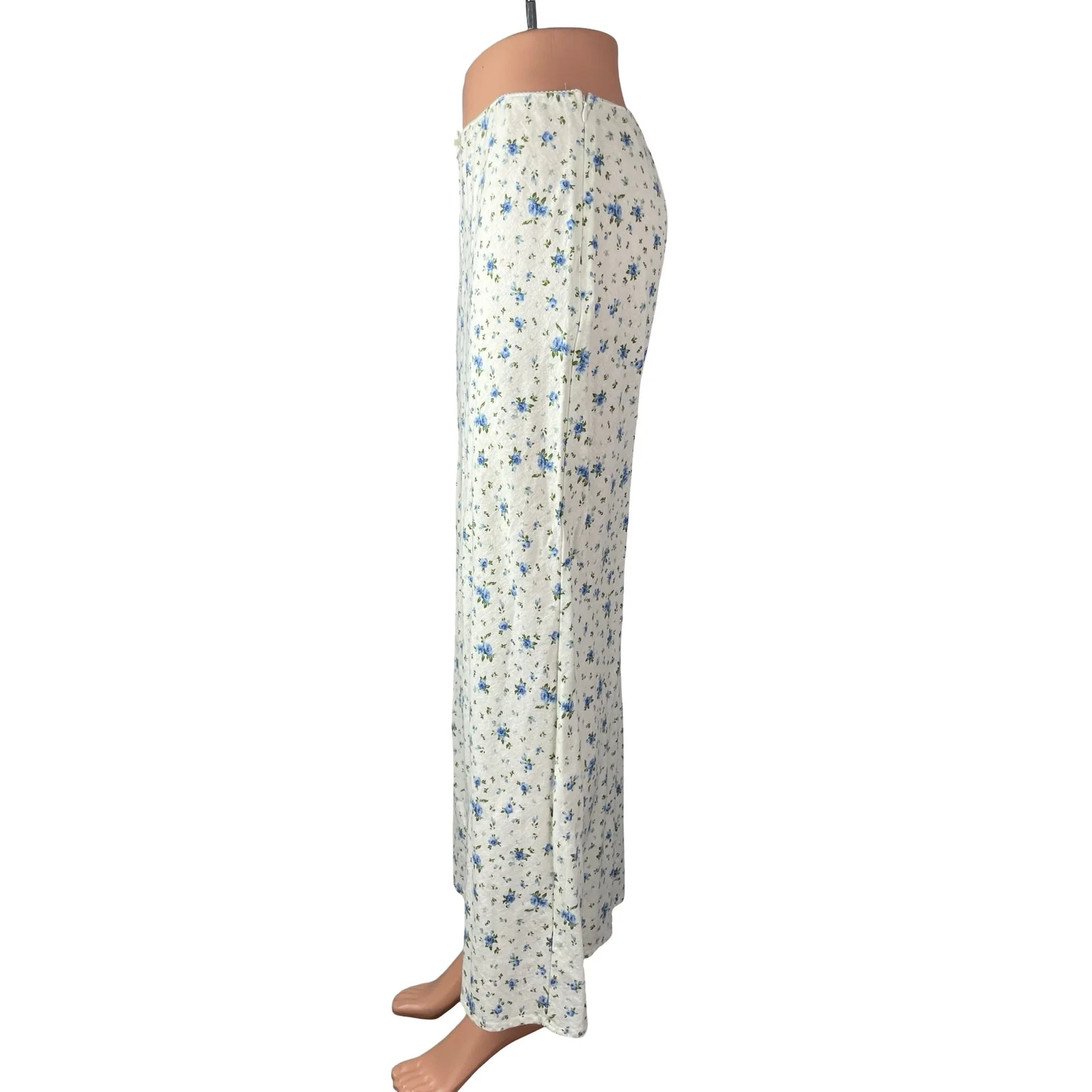 Wild Fable Women's Off White Linen Floral High Rise Maxi Straight A-Line Skirt S - Image 2