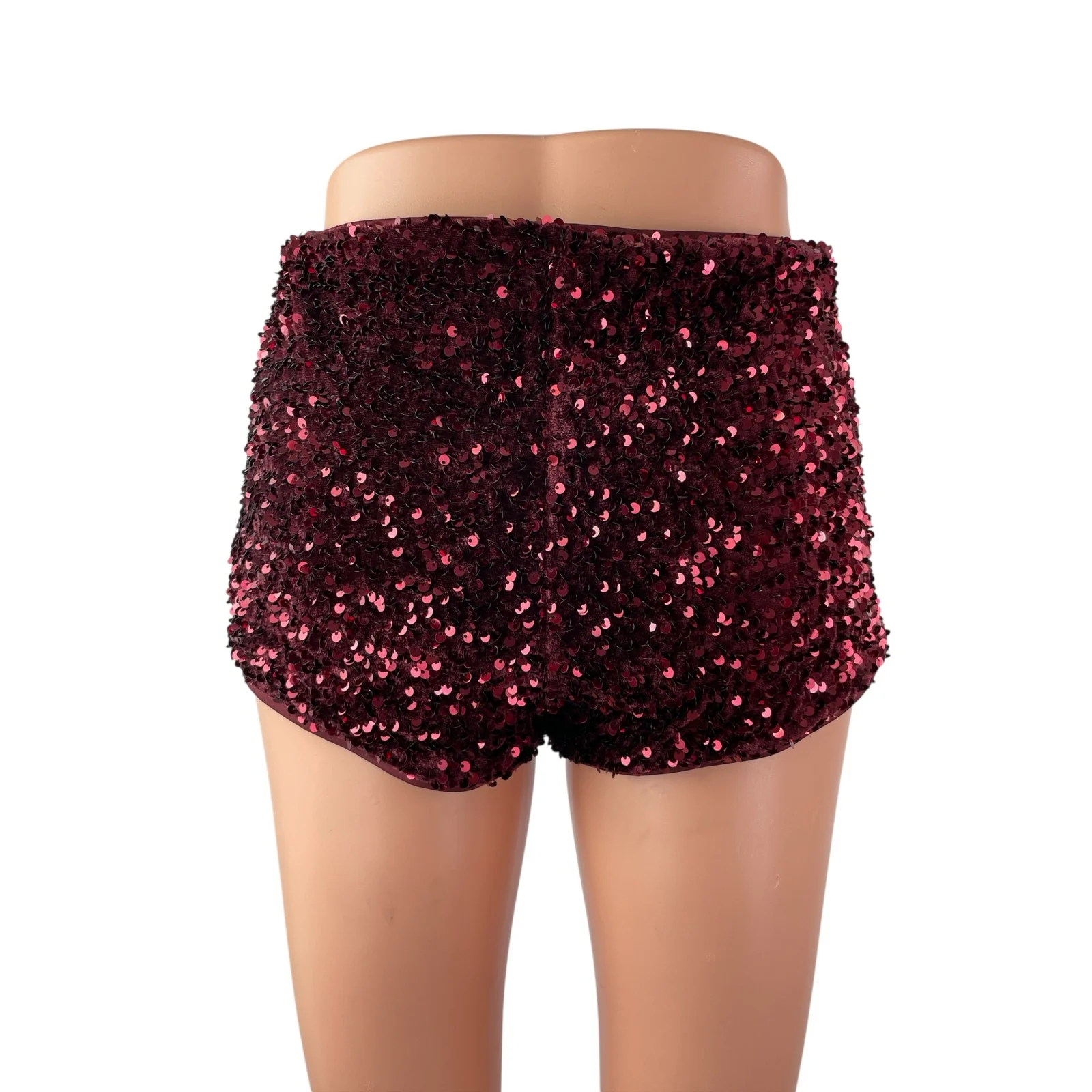 Wild Fable Women's Red Velvet Sequin High Rise Micro Sexy Party Bodycon Shorts S - Image 4