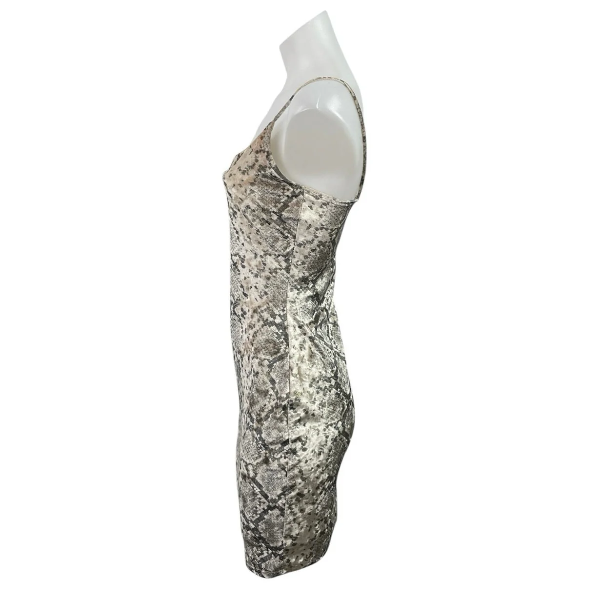 Windsor Beige Velvet Velour Snakeskin Cami Sleeveless Tank Mini Bodycon Dress M - Image 2