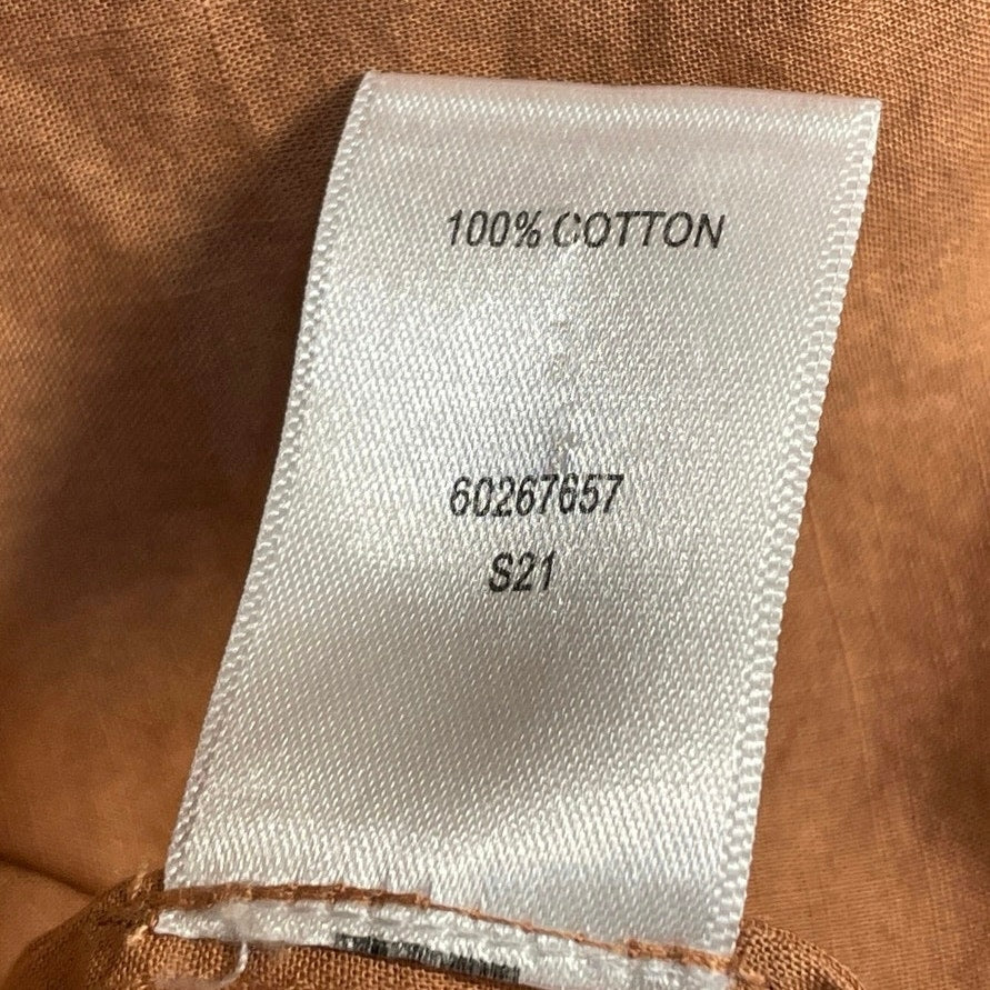 Witchery Brown Long Sleeve Pintucked Button Up Babydoll Blouse Top Size 16 - Image 5