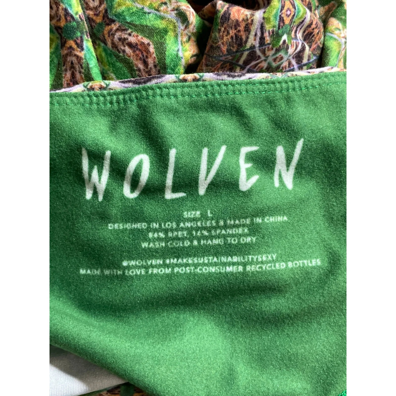 Wolven Fauna Green Mandala Sleeveless Crop Tank Top Flare Trousers Pants Set L - Image 5