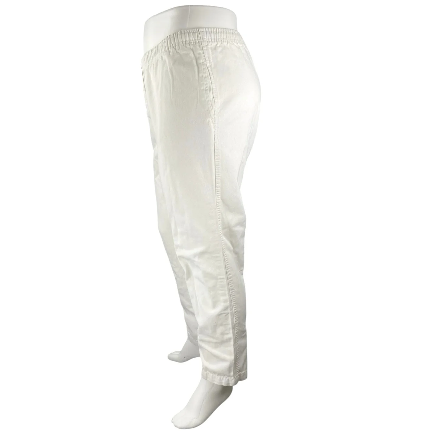 Woman Within White High Rise Elastic Waist Straight Trousers Casual Pants Sz 16 - Image 2