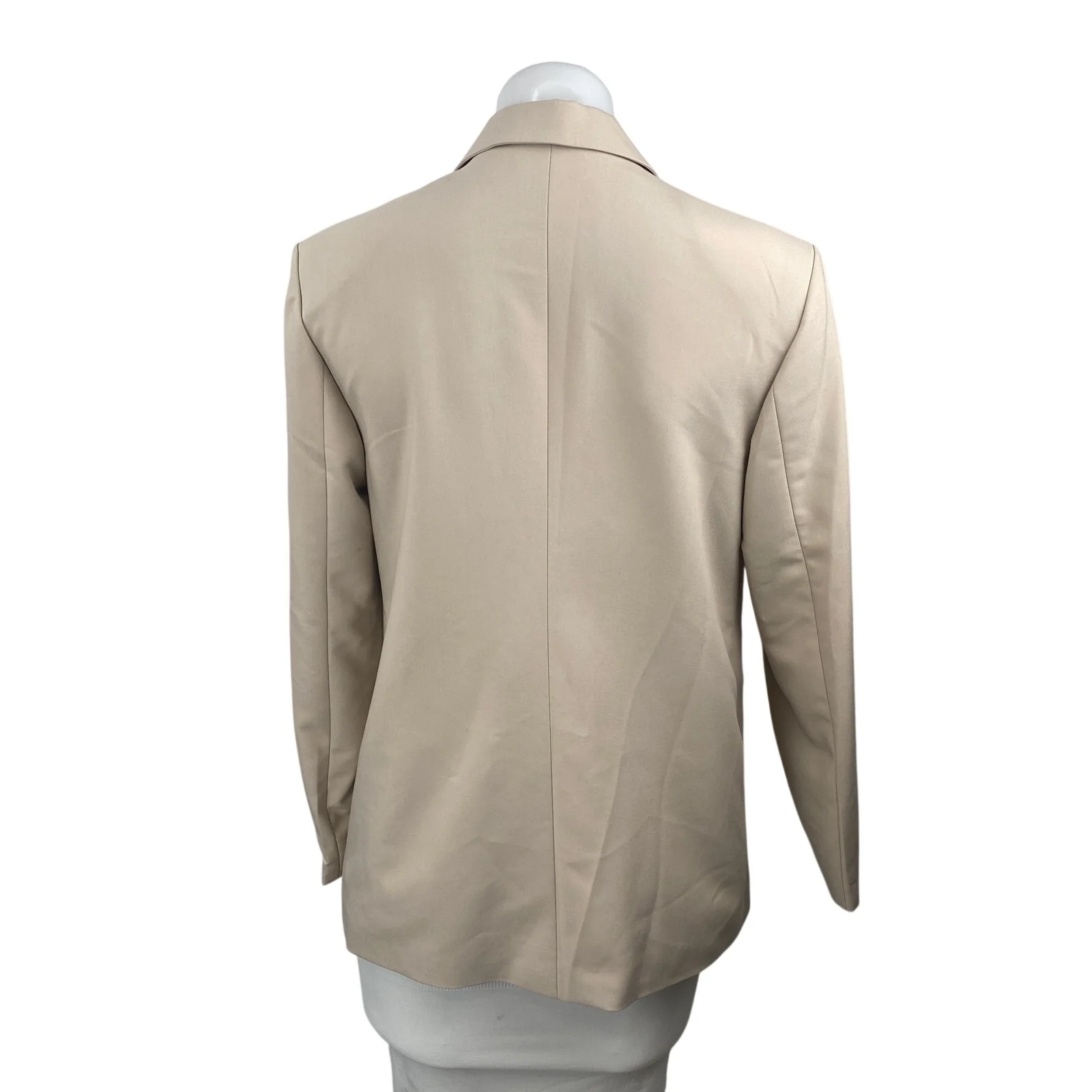 Women's Beige Notched Collar Long Sleeve Single Breasted Blazer Coat Jacket Sz S - Image 4