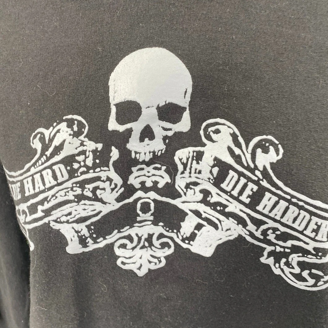 Women's Black Die Hard Die Harder Skull Gothic Cutout Hoodie Sweatshirt Top M - Image 3