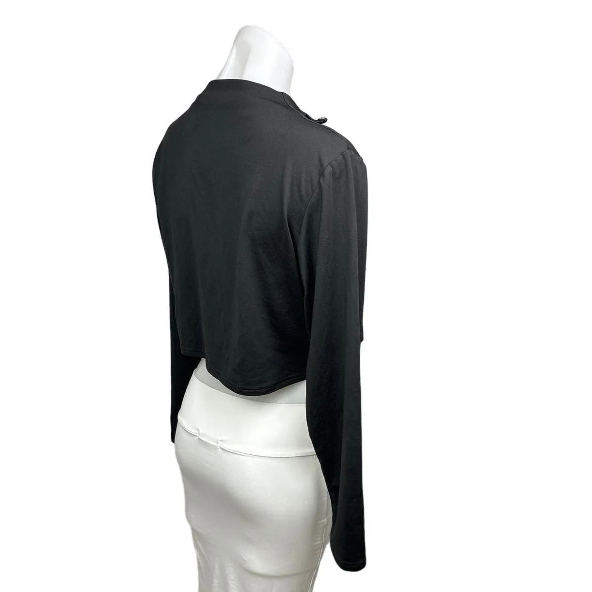 Women's Black Half Zip Long Sleeve Cropped Activewear Athletic Pullover Top XL - Image 3