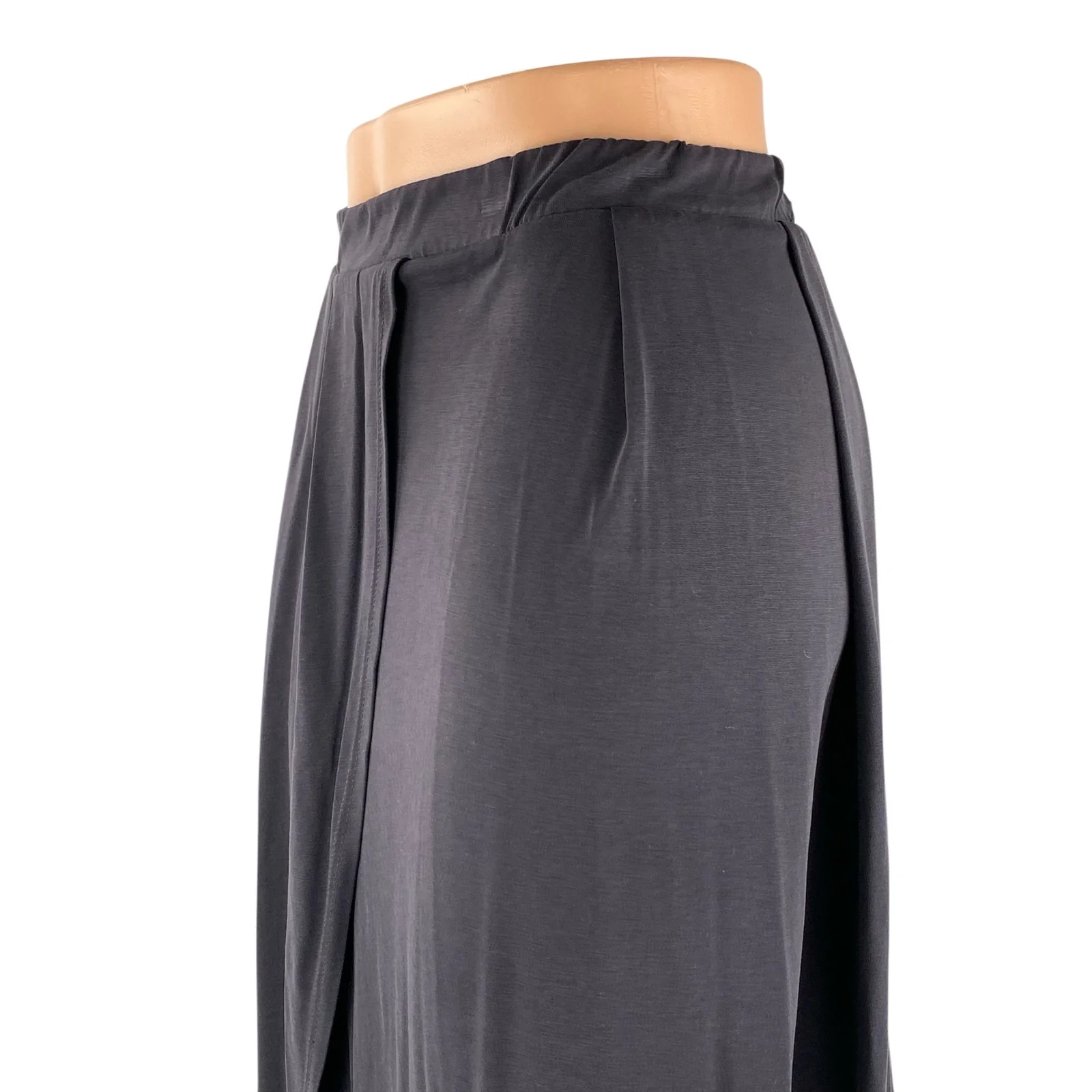 Women's Black High Waisted High Low Pleated Straight Tulip Midi Skirt Size S - Image 2
