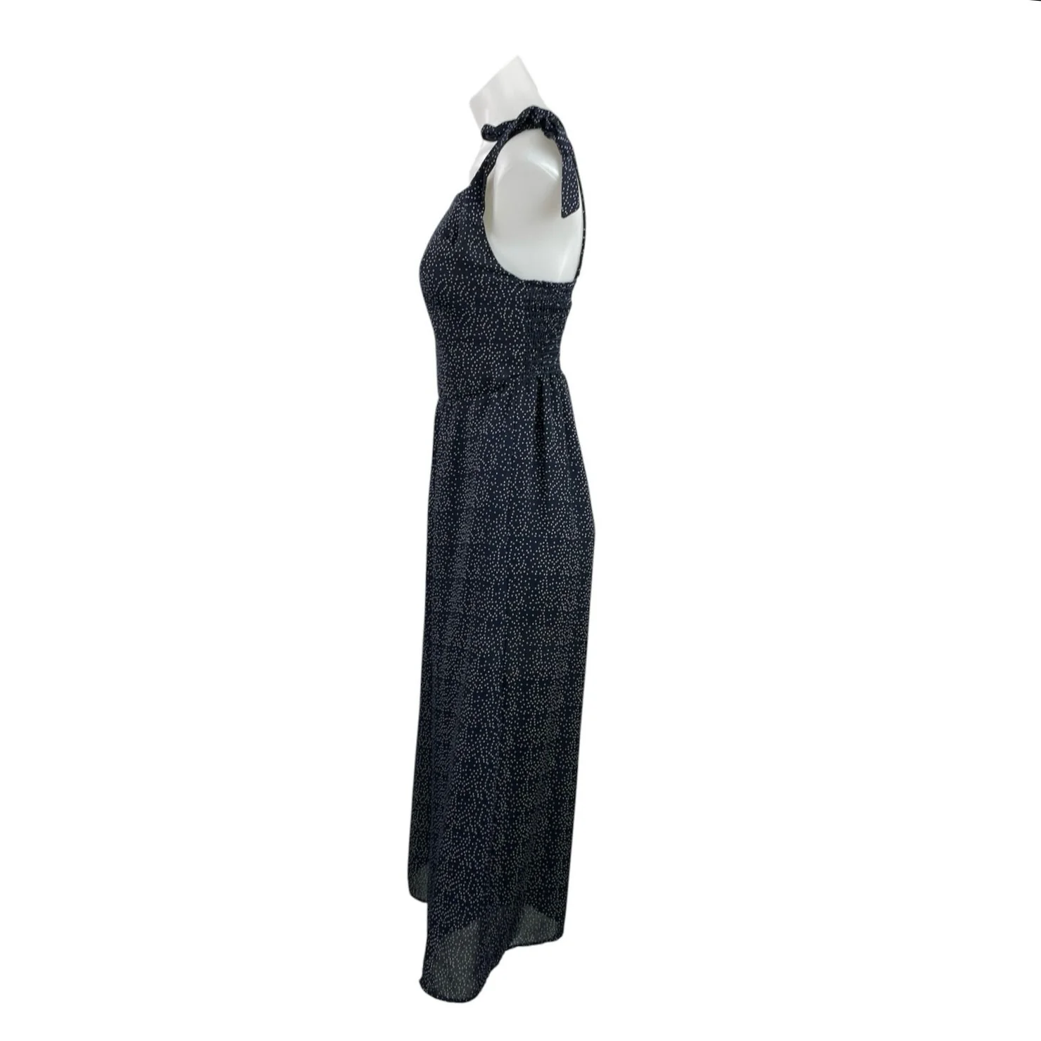 Women's Black Tie Strap Sleeveless Dots Square Neck Wide Leg Jumpsuit Size M - Image 2