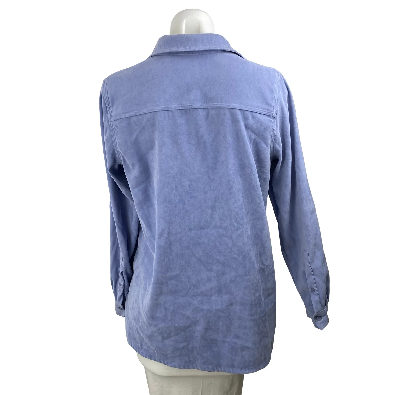 Women's Blue Collared Casual Long Sleeve Button Down Blouse Shirt Top Size S - Image 4