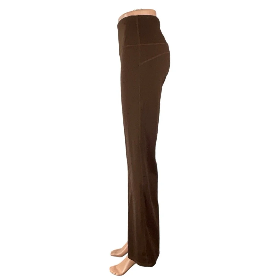 Womens Brown High Rise Yoga Gym Athletic Palazzo Wide Leg Flare Leggings Pants M - Image 3