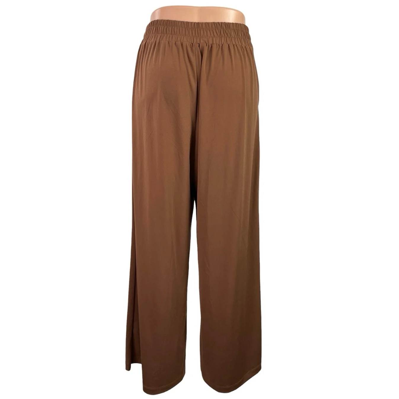 Women's Brown High Waisted Wide Leg Pocket Baggy Trousers Dress Pants Size M - Image 3