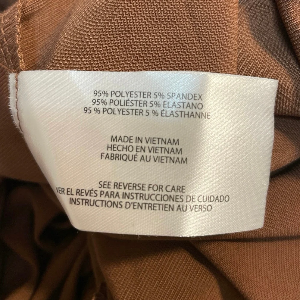 Women's Brown High Waisted Wide Leg Pocket Baggy Trousers Dress Pants Size M - Image 5
