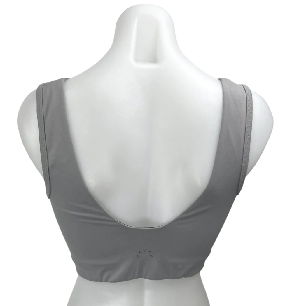 Women's Gray Sleeveless Square Neck Cami Camisole Sports Bra Crop Tank Top Sz S - Image 2