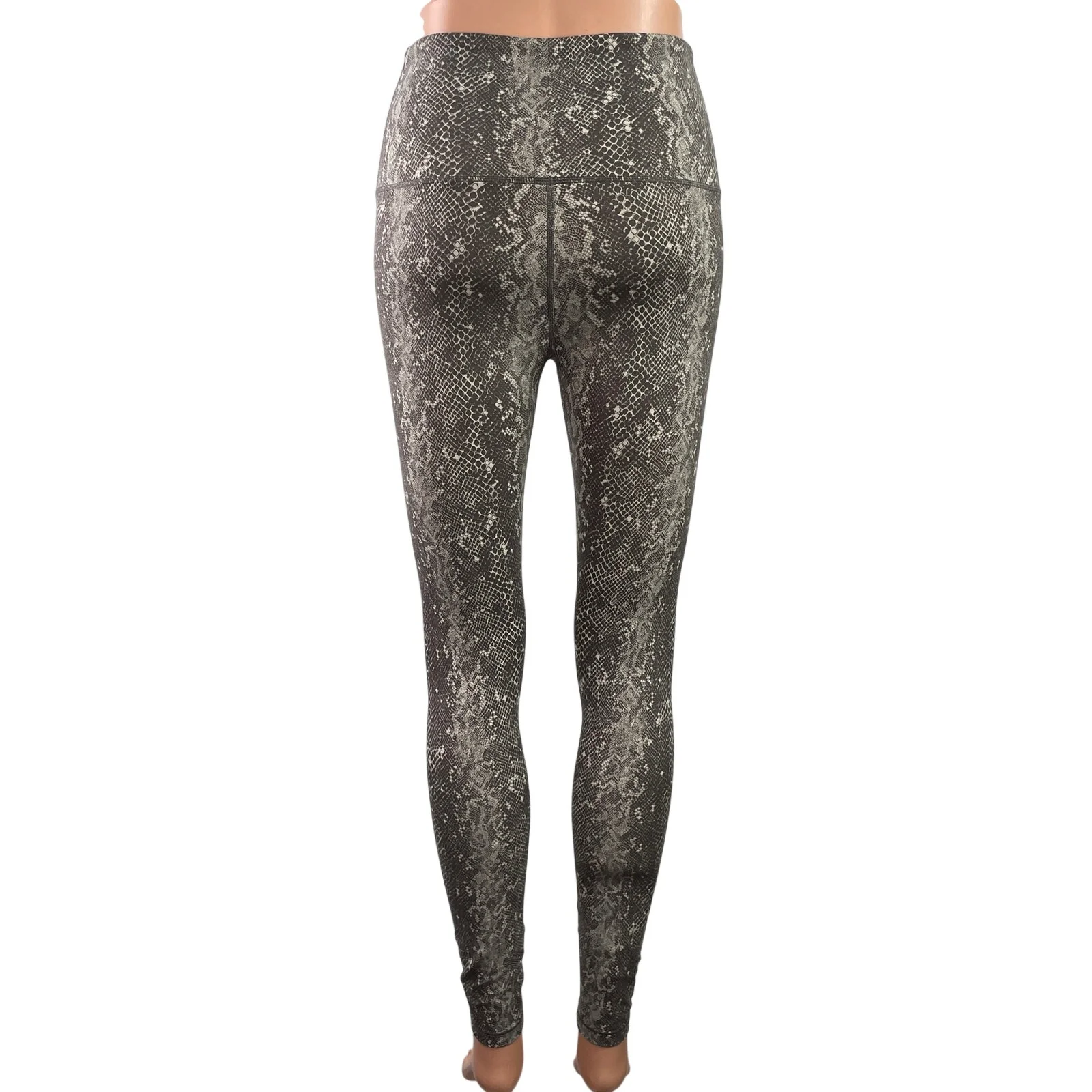 Womens Gray Snakeskin Animal Print High Rise Yoga Athletic Leggings Pants Size S - Image 3