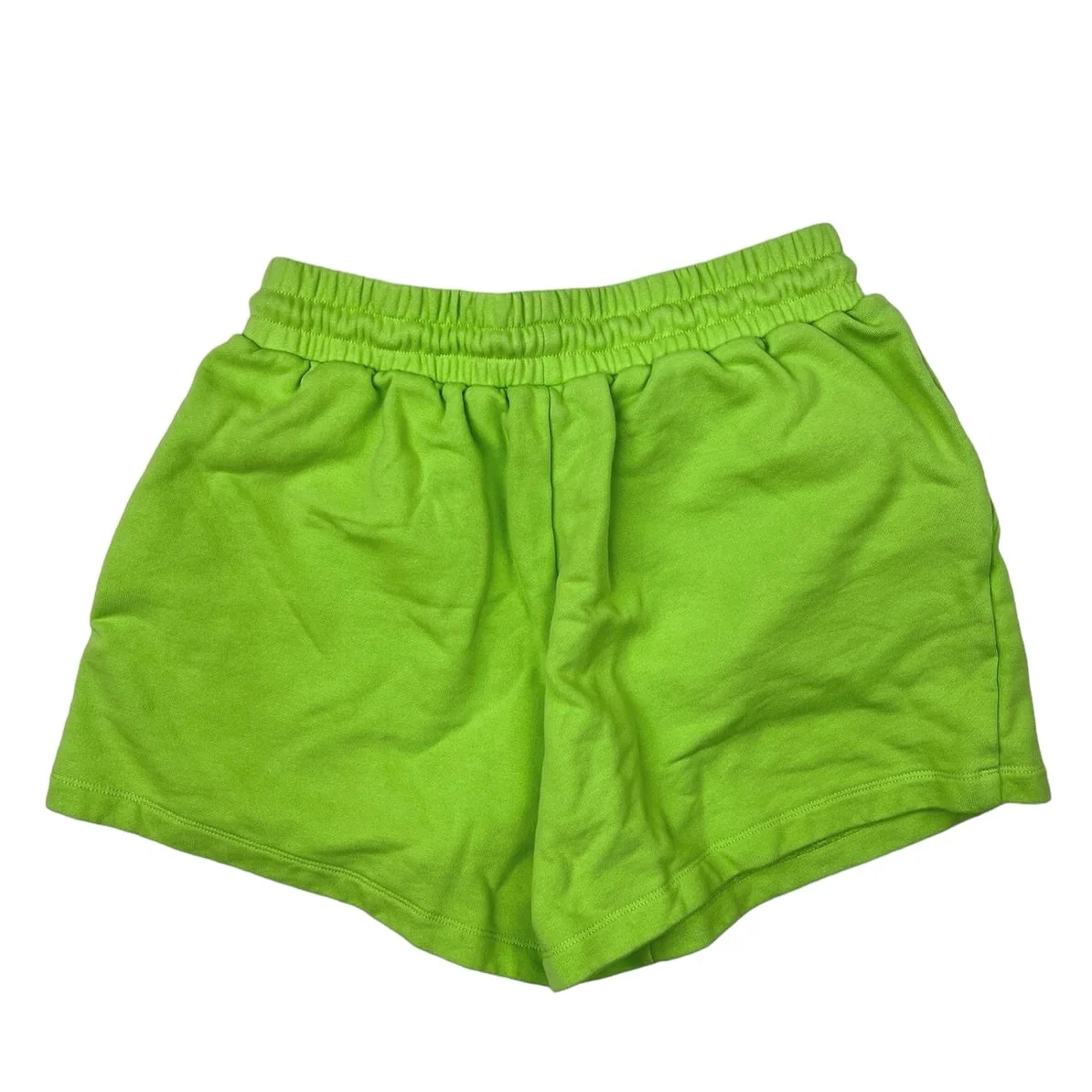 Women's Green High Rise Drawstring Knit Pocket Workout Athletic Shorts Size S - Image 2