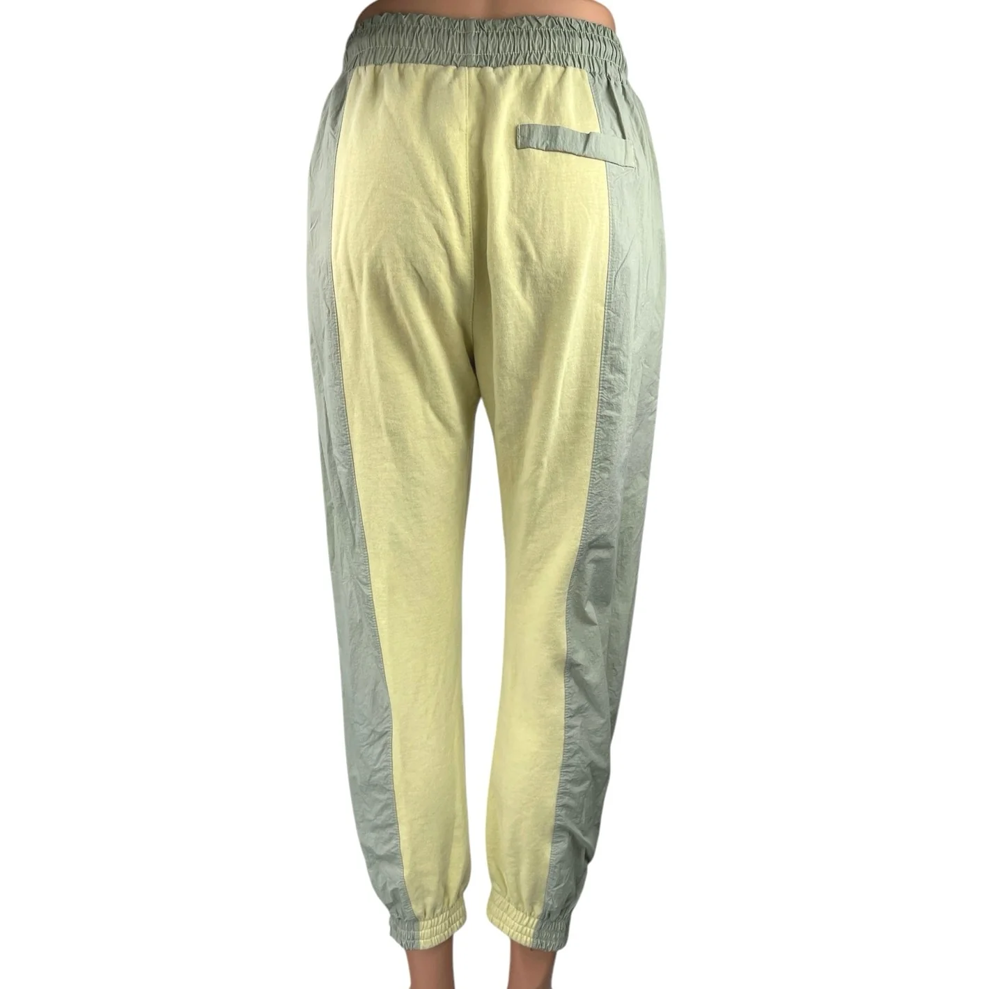Women's Green Yellow Colorblock Drawstring High Rise Jogger Sweat Pants Size S - Image 3