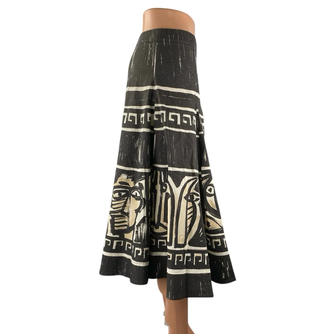 Women's Multicolor Nomad Printed High Waisted Zip Midi A-Line Flared Skirt Sz S - Image 3
