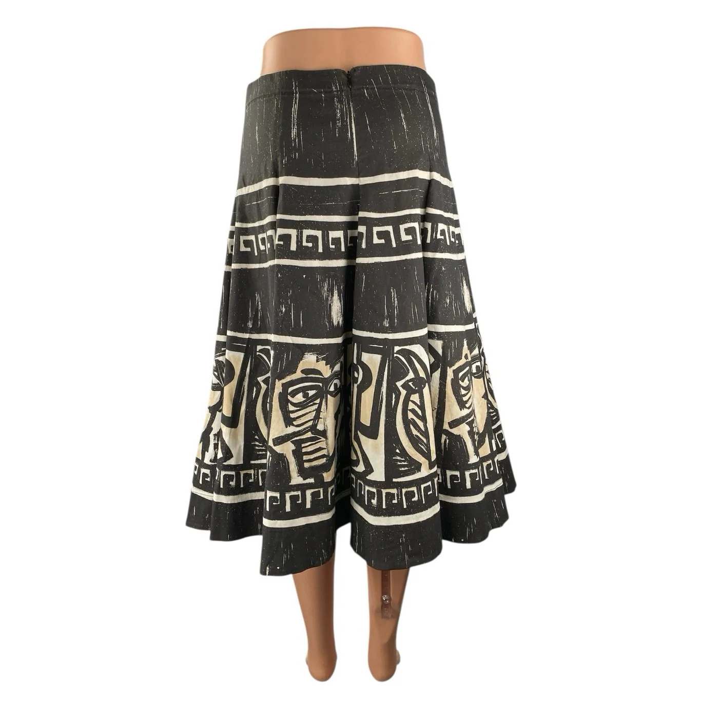 Women's Multicolor Nomad Printed High Waisted Zip Midi A-Line Flared Skirt Sz S - Image 4