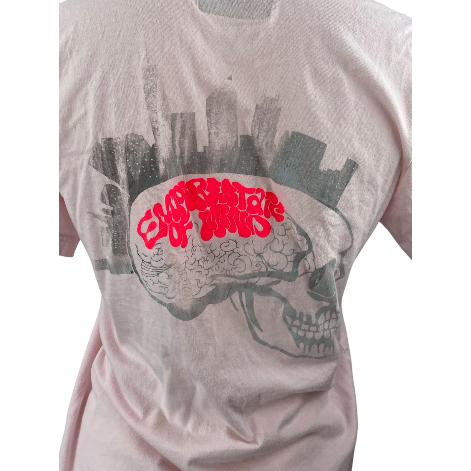 Women's Pink Crewneck Short Sleeve Graphgic Print Casual Tee T-shirt Top Size S - Image 4
