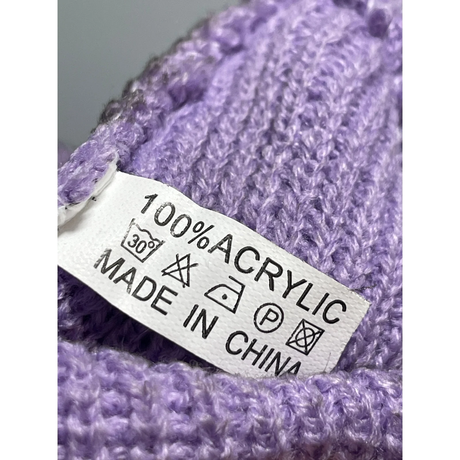 Women's Purple Ribbed Knit 3-Hole Face Neck Winter Balaclava Ski Mask OS - Image 3