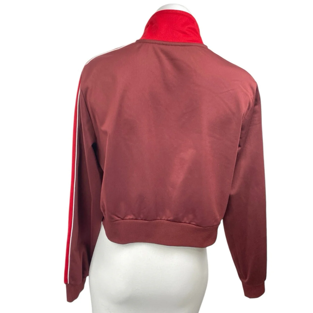 Womens Red Coca Cola Long Sleeve Striped Colorblock Zip Up Track Bomber Jacket M - Image 3