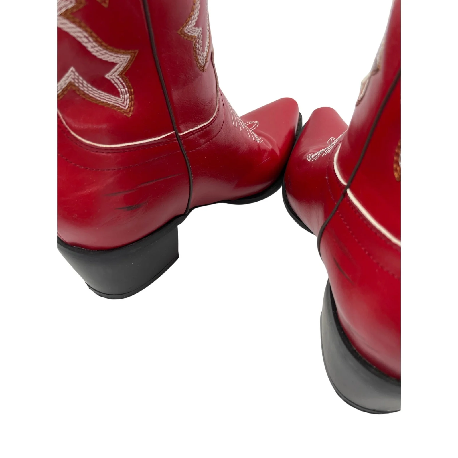 Womens Red Faux Leather Classic Embroidered Mid Calf Western Cowgirl Boots 6.5 - Image 6