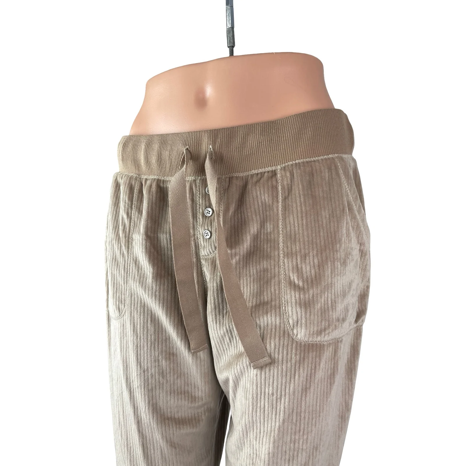 Womens Ribbed Velvet Velour Gym Activewear Tapered Trousers Jogger Sweat Pants M - Image 3