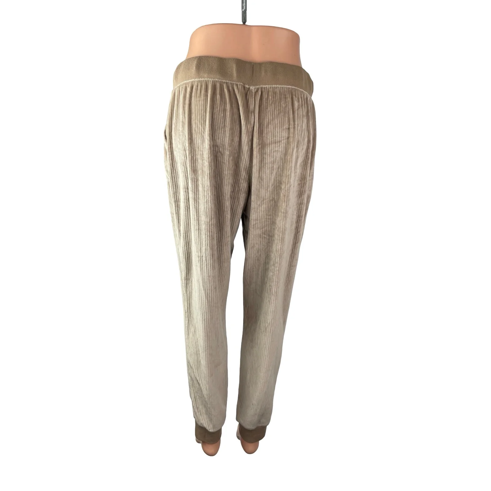 Womens Ribbed Velvet Velour Gym Activewear Tapered Trousers Jogger Sweat Pants M - Image 4