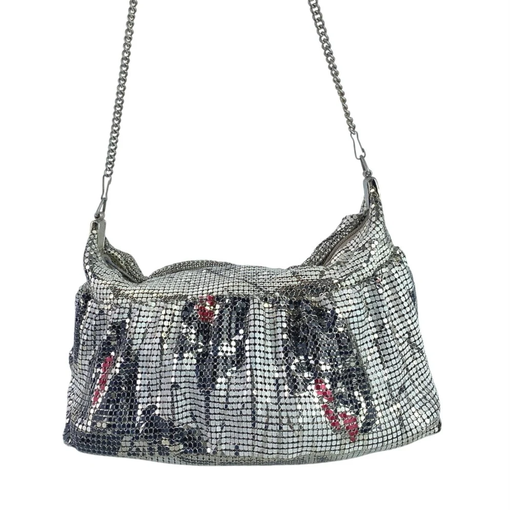 Women's Silver Metallic Mesh Chain Shoulder Evening Prom Purse Handbag OS - Image 7