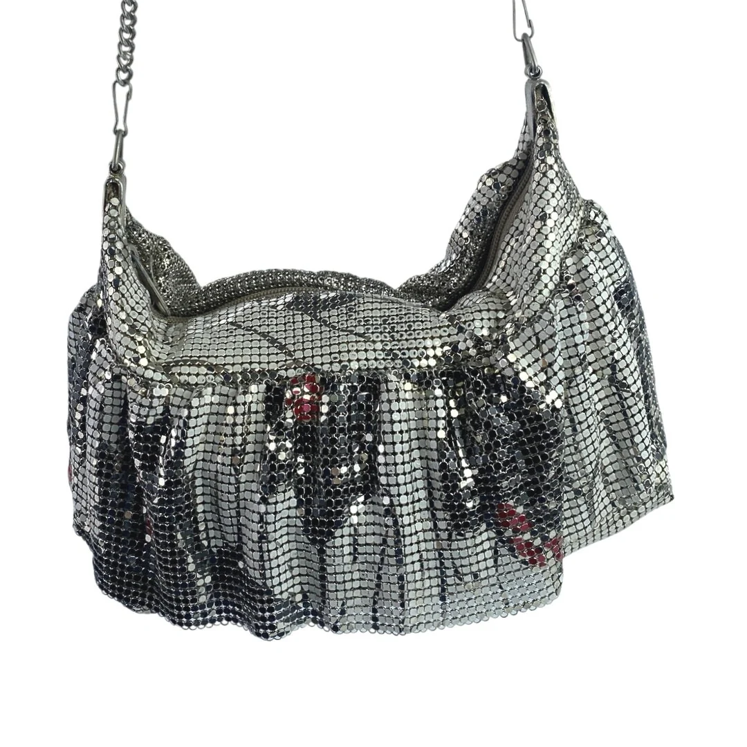 Women's Silver Metallic Mesh Chain Shoulder Evening Prom Purse Handbag OS - Image 9