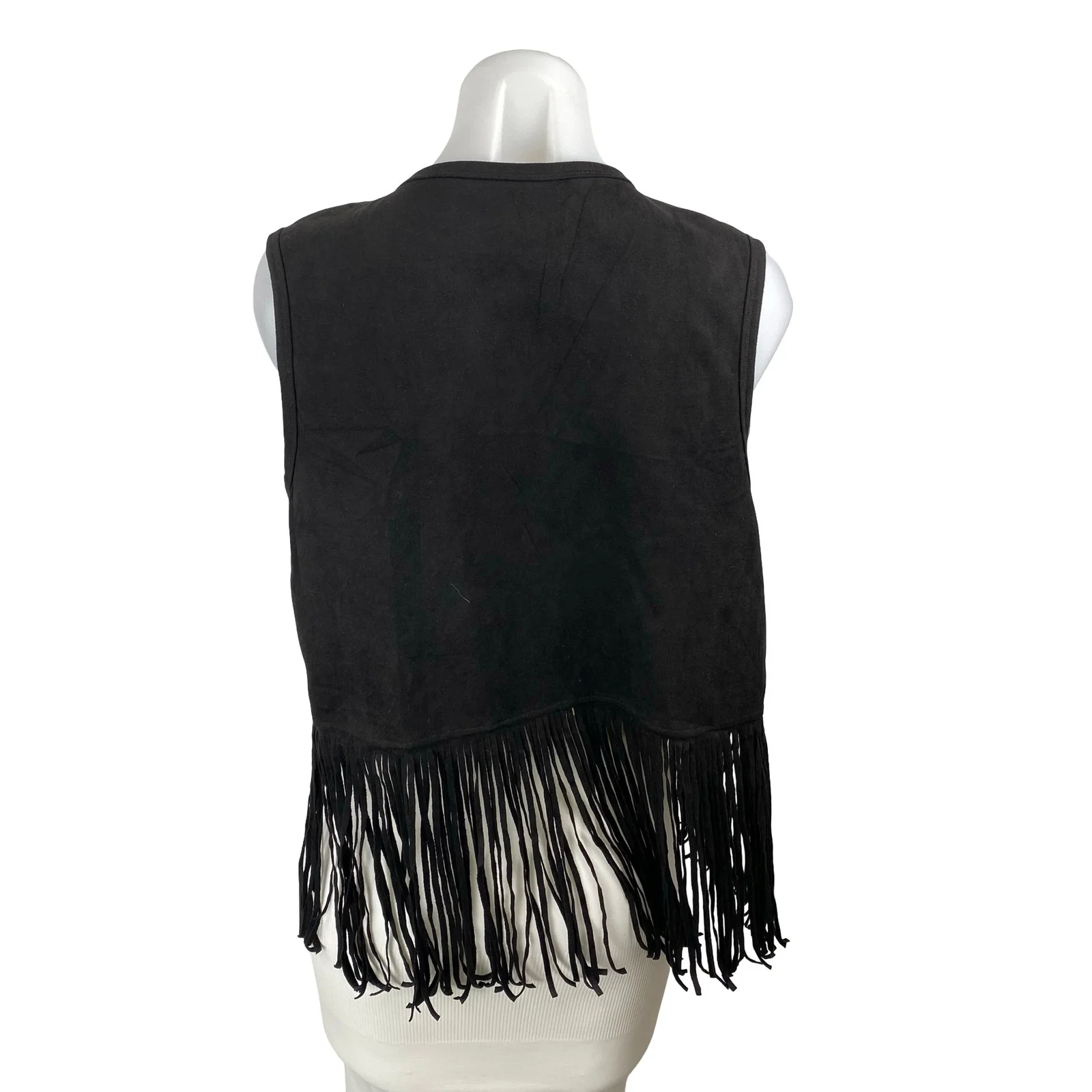 Women's Western Hippie Cowgirl Faux Suede Fringe Tassel Rivet Stud Vest Top Sz S - Image 4