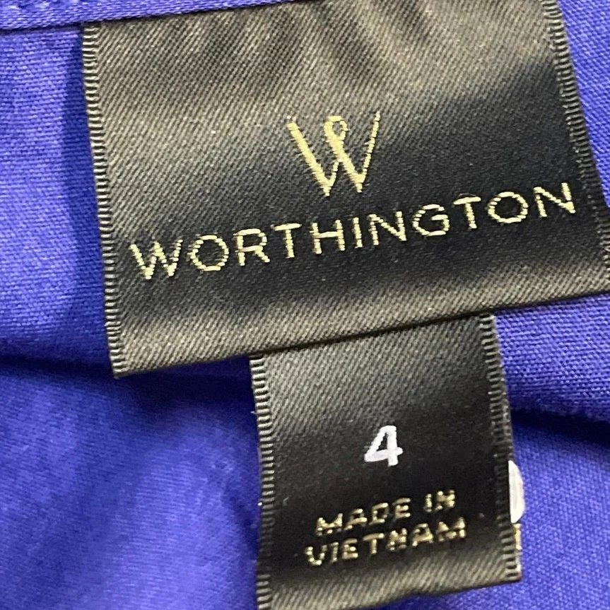 Worthington Womens Blue Collared Casual Long Sleeve Button Down Shirt Top Size 4 - Image 4